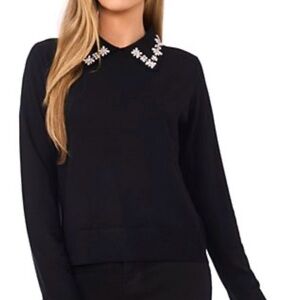 Copper Key Junior’s Sweater Top sz L 12-14 very soft Back  w Pearls on Collar